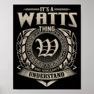 Its A Watts Thing You Wouldnt Understand Name Vint Poster