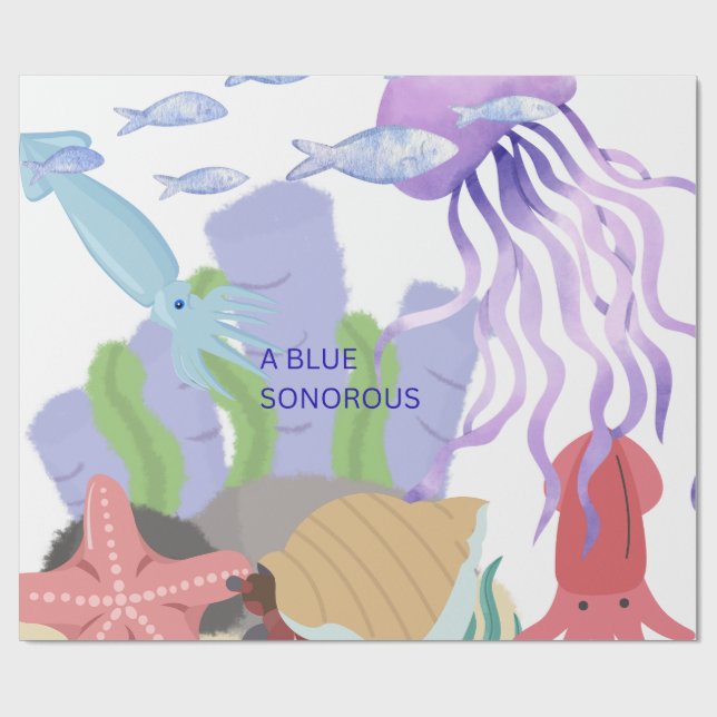 its a whole ocean vibe portray wrapping paper (Flat)