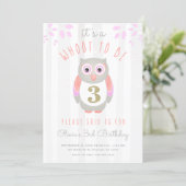 It's a Whoot to be Three Woodland Owl 3rd Birthday Invitation (Standing Front)