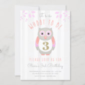 It's a Whoot to be Three Woodland Owl 3rd Birthday Invitation (Front)