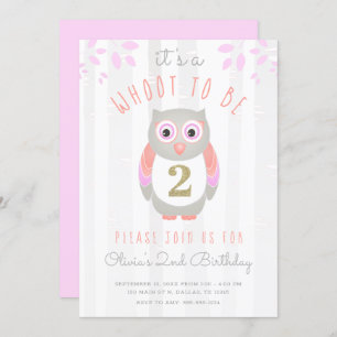 It's a Whoot to be Two Woodland Owl 2nd Birthday Invitation