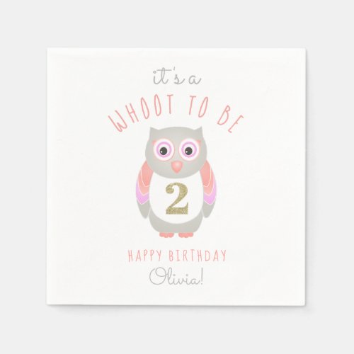 Its a Whoot to be Two Woodland Owl 2nd Birthday Napkins