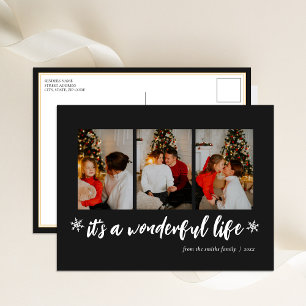 It's A Wonderful Life Black Christmas 3 Photo Holiday Postcard