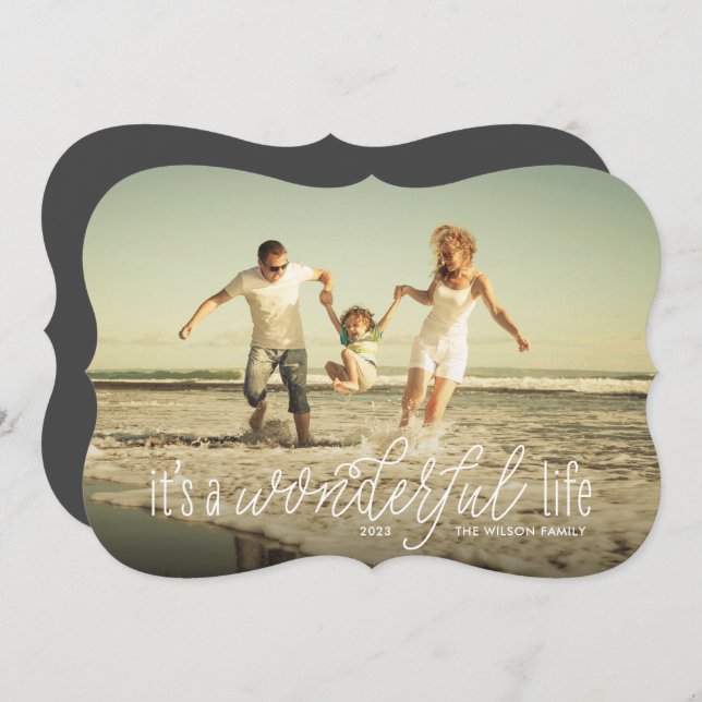 It's A Wonderful Life Calligraphy Script Holiday Card (Front/Back)