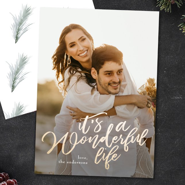 It's a Wonderful Life Christmas Photo Card (front and back (this is not real foil) - contact me for real foil option or alternate greetings)