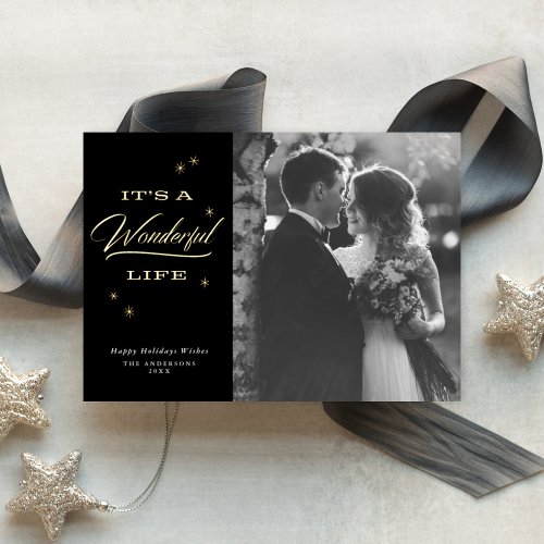 Its A Wonderful Life Elegant Christmas Photo Gold Foil Holiday Card