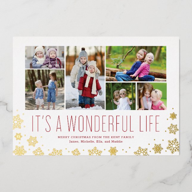 It's a Wonderful Life MultiPhoto Foil Holiday Card (Front)