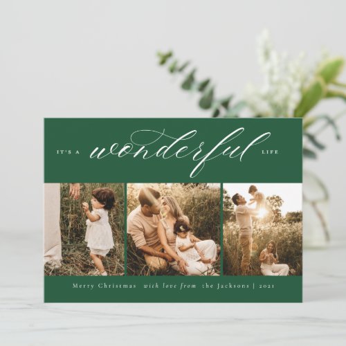Its A Wonderful Life Photo Holiday Card Green