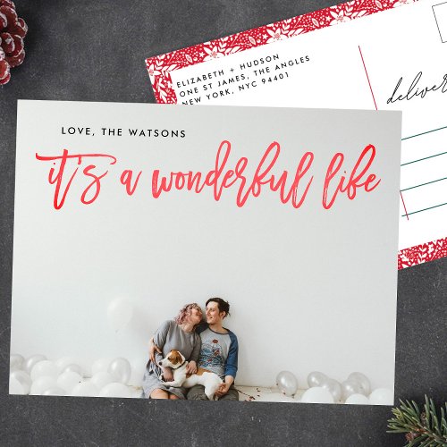 Its a Wonderful Life RED Christmas Holiday Postcard