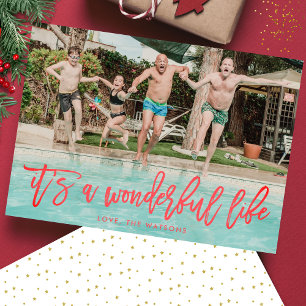 It's a Wonderful Life RED Christmas Photo Holiday Card
