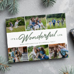 It's a wonderful life six photo collage Christmas Holiday Card<br><div class="desc">This sage green holiday card features a unique "it's a wonderful life" type treatment along with a collage of six photos and a custom greeting. The soft sage green color is festive and stylish and coordinates well with a variety of photos. This holiday card is great as a family Christmas...</div>
