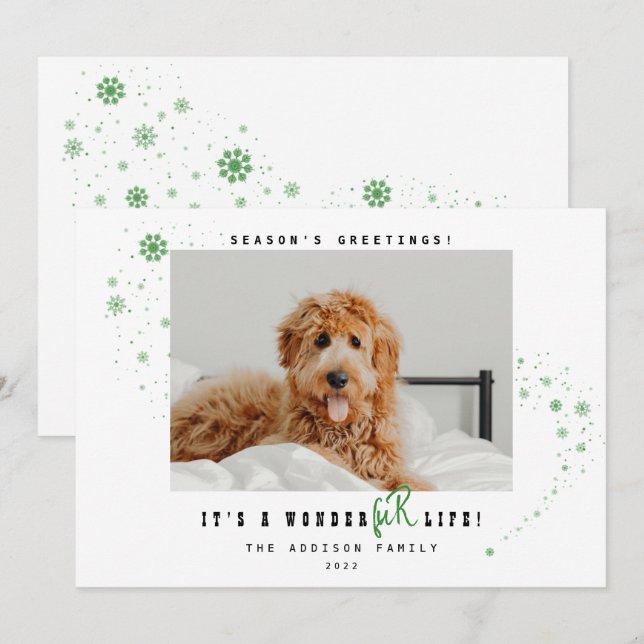 It's A WonderFUR Life Pet Photo Christmas Holiday Card (Front/Back)
