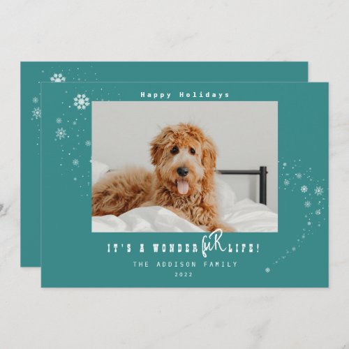 Its A WonderFUR Life Pet Photo Snowy Christmas Holiday Card