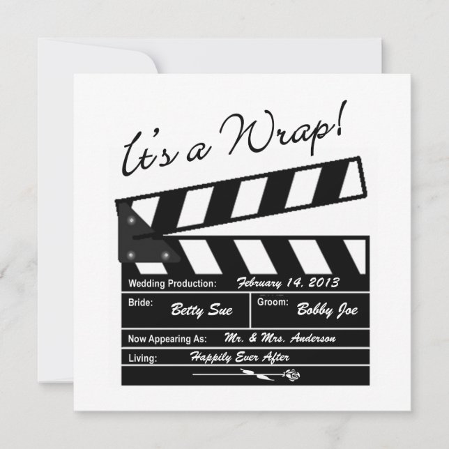 It's A Wrap - Movie Wedding Photo Thank You (Front)