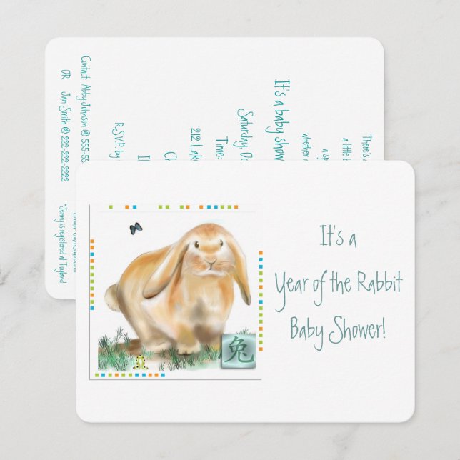 It's a Year of the Rabbit Baby Shower! Invitation (Front/Back)