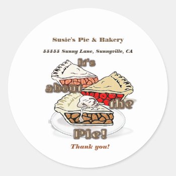 Its About The Pie Professional Bakery Classic Round Sticker by BohemianBoundProduct at Zazzle