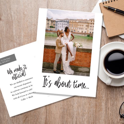 Its About Time Elopement Photo Announcement