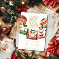 It's About To Get Ugly Sweater Christmas Party Invitation