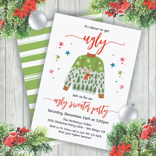 Its about to get Ugly Sweater Christmas Party Invitation