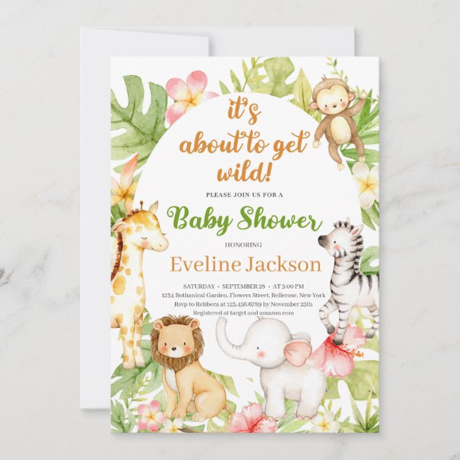 It's About To Get Wild Baby Shower Invitation (Front)