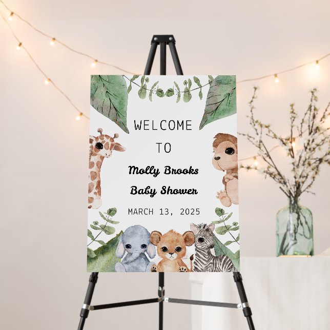 It's About To Get Wild Baby Shower Welcome Sign (In Situ (Stand))