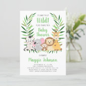It's About to Get Wild Safari Animal Baby Shower Invitation (Standing Front)