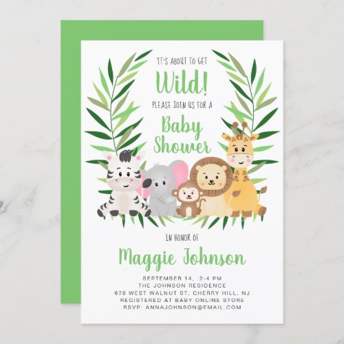 Its About to Get Wild Safari Animal Baby Shower Invitation