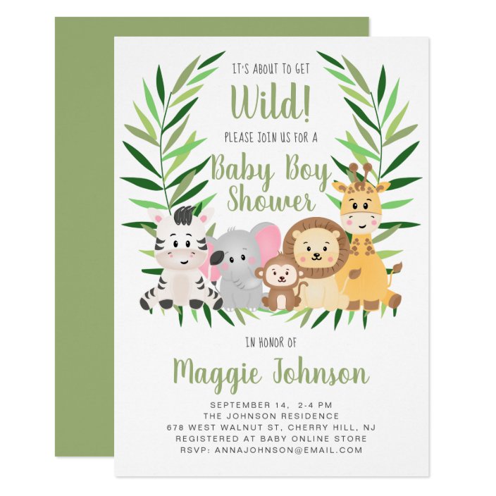 It's About To Get Wild Safari Baby Boy Safari Invitation 