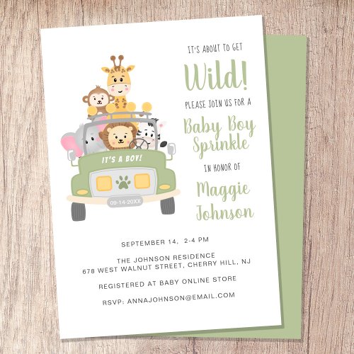 Its About to Get Wild Safari Baby Boy Sprinkle Invitation