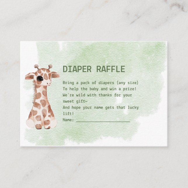It's About To Get Wild Safari Jungle Diaper Raffle Enclosure Card (Front)