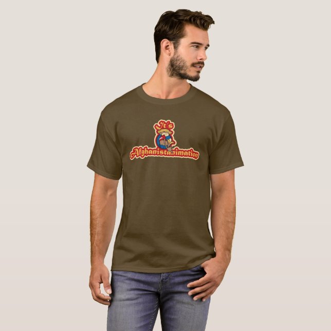 Kiwistar T-Shirt Uomo Con Stampa Contorno Afghanistan - Maglia In Cotone 100% Girocollo, Taglia M