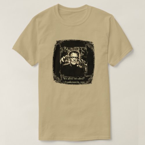 Its alive Its alive Frankenstein black on beige T_Shirt