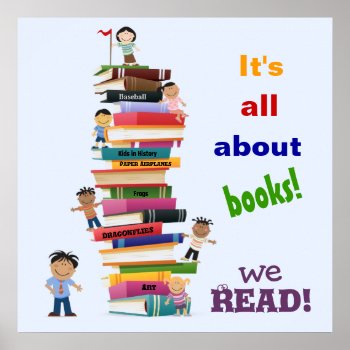 It's All About Books Poster by schoolpsychdesigns at Zazzle