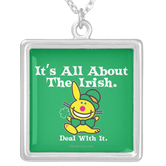 It's All About The Irish (green) Silver Plated Necklace (Front)