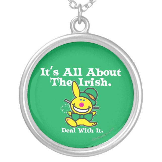 It's All About The Irish (green) Silver Plated Necklace (Front)