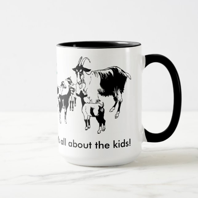 It's all about the kids! Goat with kids mug 4-H (Right)