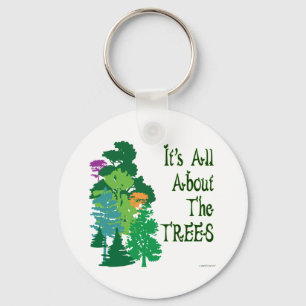 It's All About The Trees Green Slogan Keychain