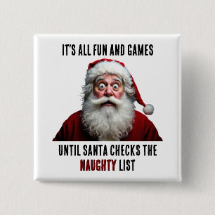 It's All Fun And Games, Cute Santa Claus Christmas Button