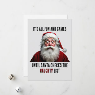 It's All Fun And Games, Cute Santa Claus Christmas Holiday Card