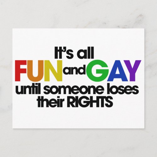 It's all fun and gay rights postcard