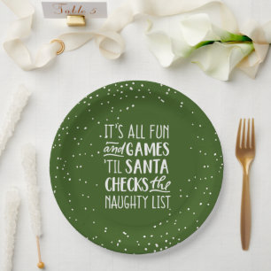 It's All Fun & Games Naughty List Christmas Paper Plates