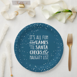 It's All Fun & Games Naughty List Christmas Paper Plates