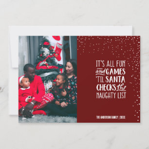 It's All Fun & Games Naughty List Christmas Photo Invitation