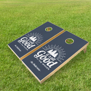 It's All Good in the Woods   Custom Family Name Cornhole Set