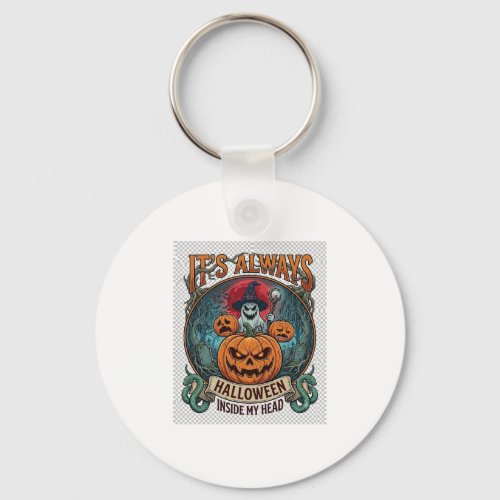 Its Always Halloween Inside Head Pumpkin Ghost Sna Keychain