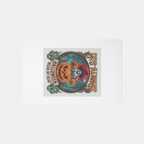 Its Always Halloween Inside Head Pumpkin Ghost Sna Rug