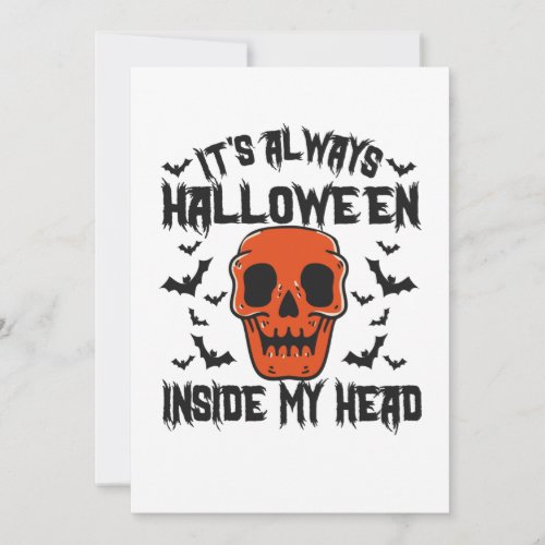 Its always Halloween Inside my Head Pumpkin Skull Thank You Card