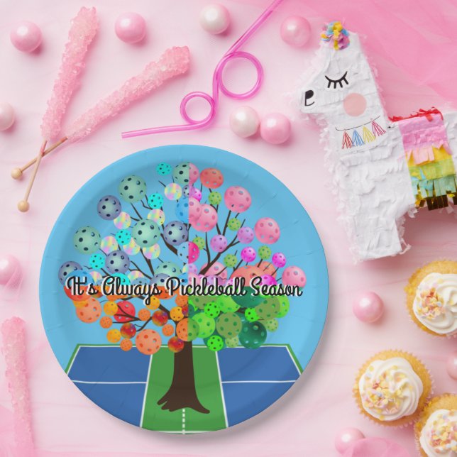 It's Always Pickleball Season - Four Seasons Tree Paper Plates (Party)