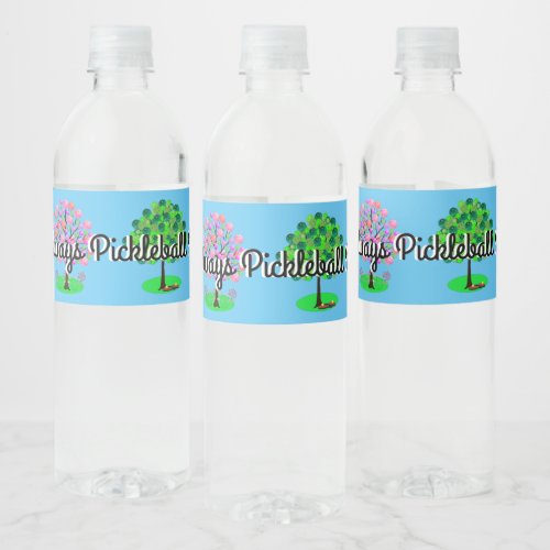 Its Always Pickleball Season _ Four Seasons Tree Water Bottle Label
