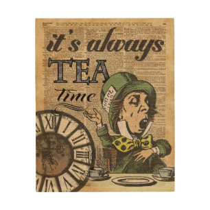 "It's always tea time" Mad Hatter Dictionary Art